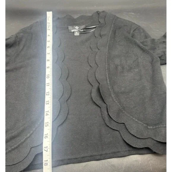 Ronni Nicole Womens Black Crop Cardigan Sweater S Minimalist Staple Timeless - Picture 8 of 8